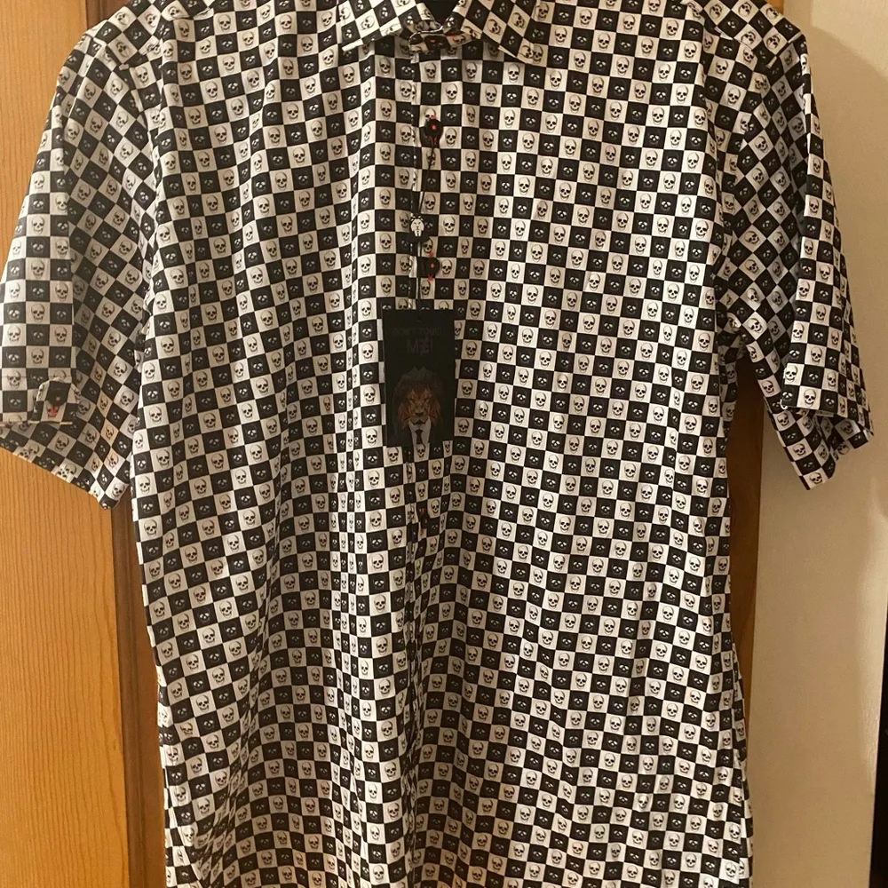 SHIRT NEW Maceoo Gallileo gingham skull Luxe Paris L - Picture 6 of 14